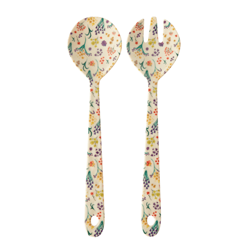Rice - Melamine Salad Spoon & Fork - Wild Flowers Print_0