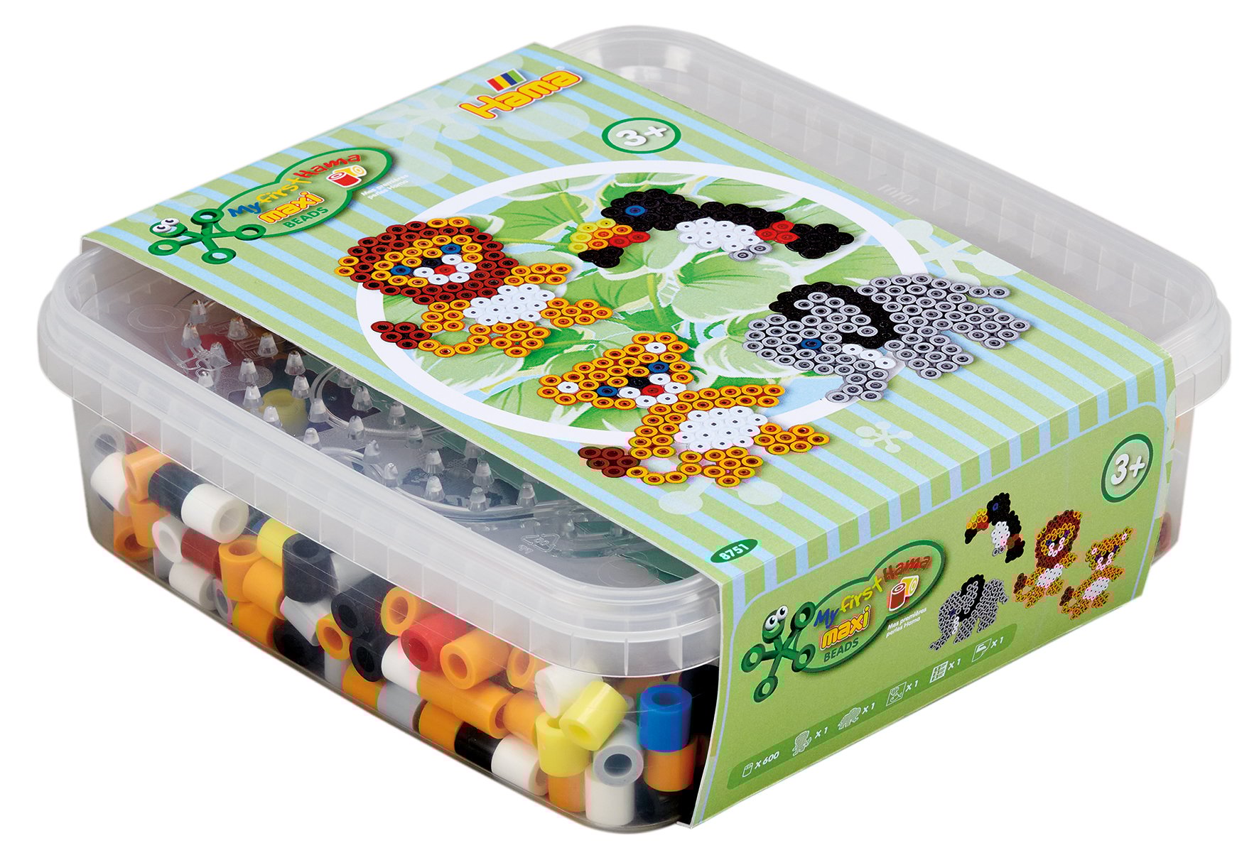 Hama -  Maxi Beads - 600 beads and 1 pegboard in box (8751)_0