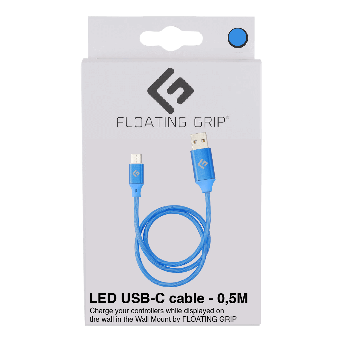 Floating Grip 0,5M LED USB-C Cable (Blue)_0