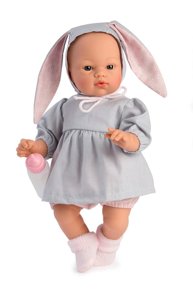 Asi - Koke doll in gray dress with a hood with rabbit ears_0