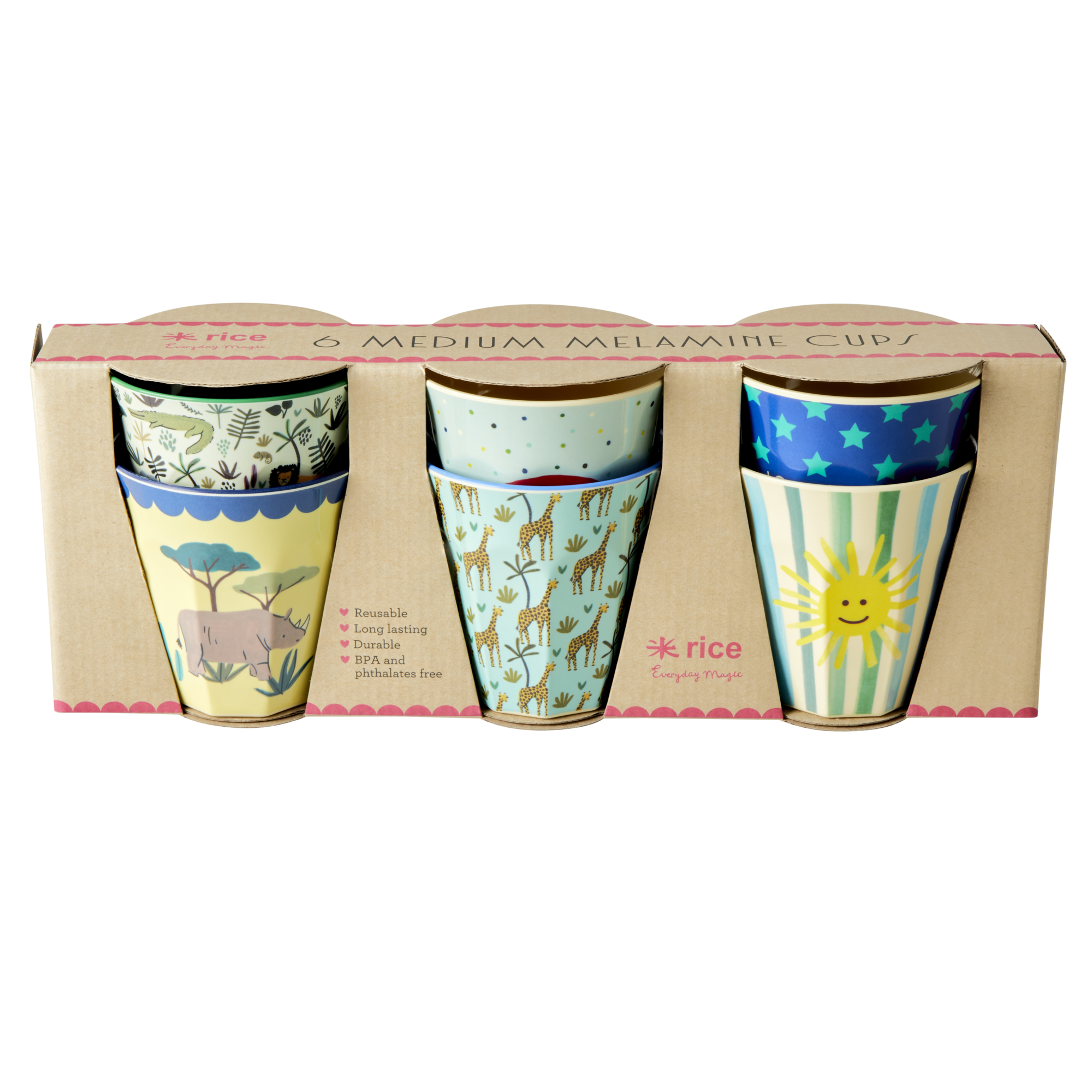 Rice - 6 Pcs Small Melamine Kids Cups -  Funky Print_0