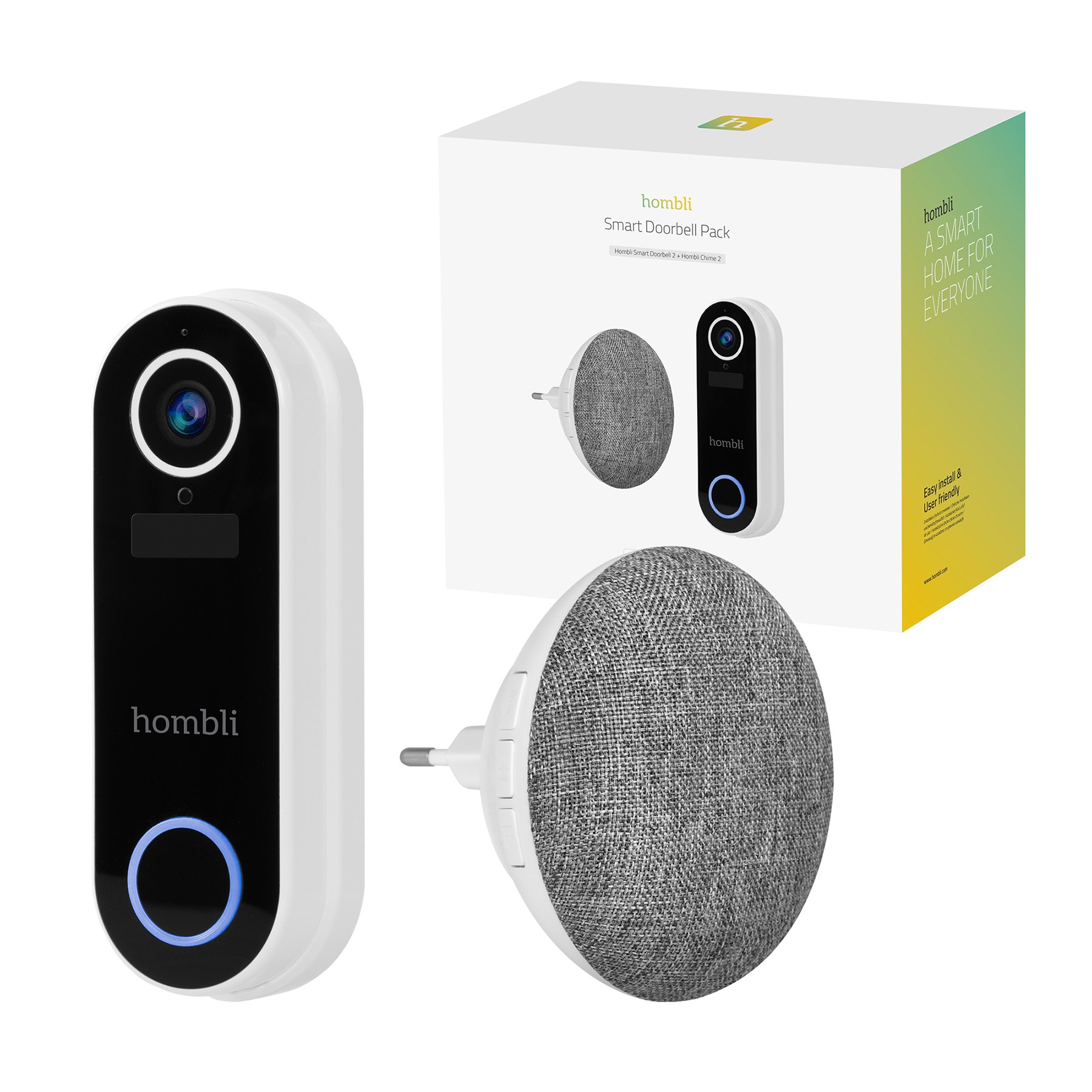 Hombli - Smart Doorbell 2 Promo Pack (Doorbell 2 + Chime 2) White_0