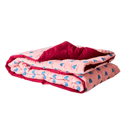 Rice - Sammetstäcke med hjärtan i rosa och renblått Assorted_0