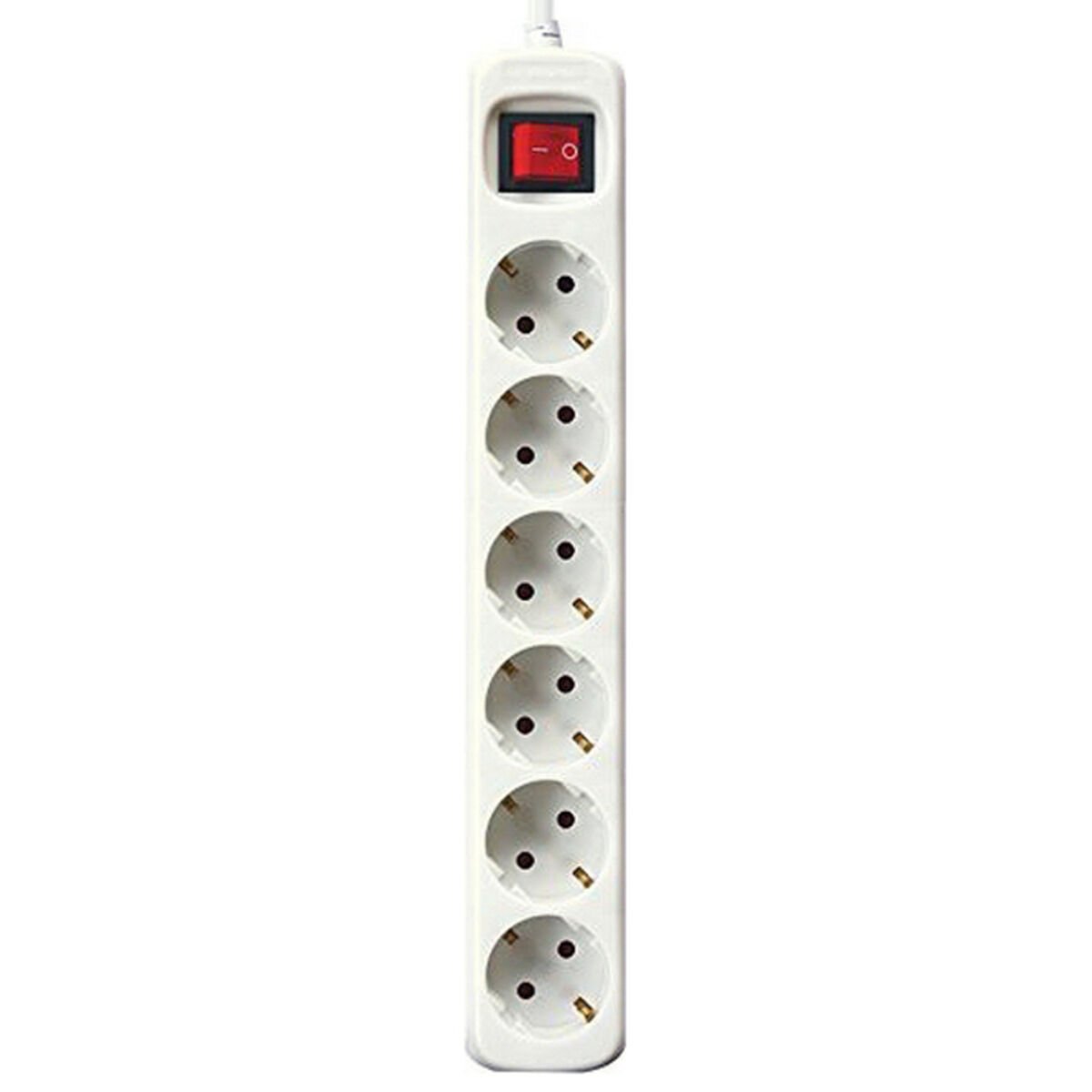 Power Socket - 6 Sockets with Switch Silver Electronics White_0