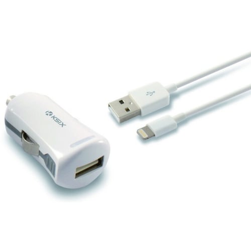 USB billaddare + MIFI ljuskabel KSIX 2.4 A Vit_0