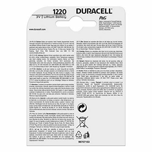 "Lithium-knappcellebatteri DURACELL DL1220 CR1220"_1