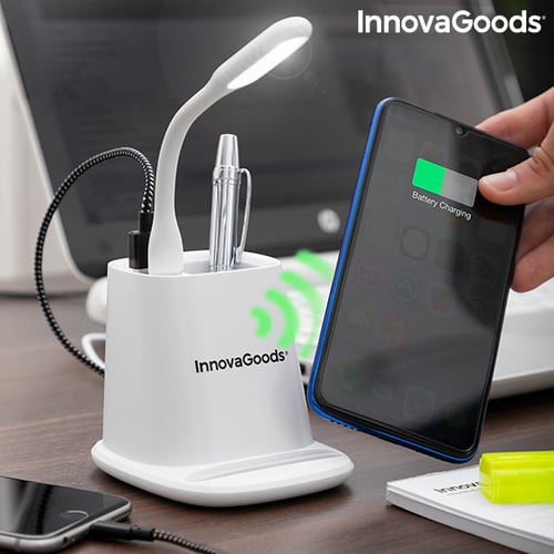 5-i-1 trådløs oplader med organizer-stativ og USB LED-lampe DesKing InnovaGoods - picture