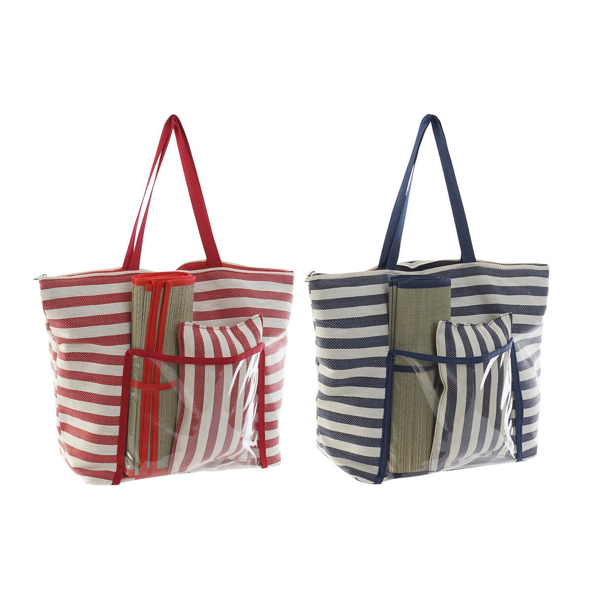 "Beach Bag DKD Home Decor Canvas Red Blue Polyester PVC (55 x 17 x 35 cm) (2 units)"_0