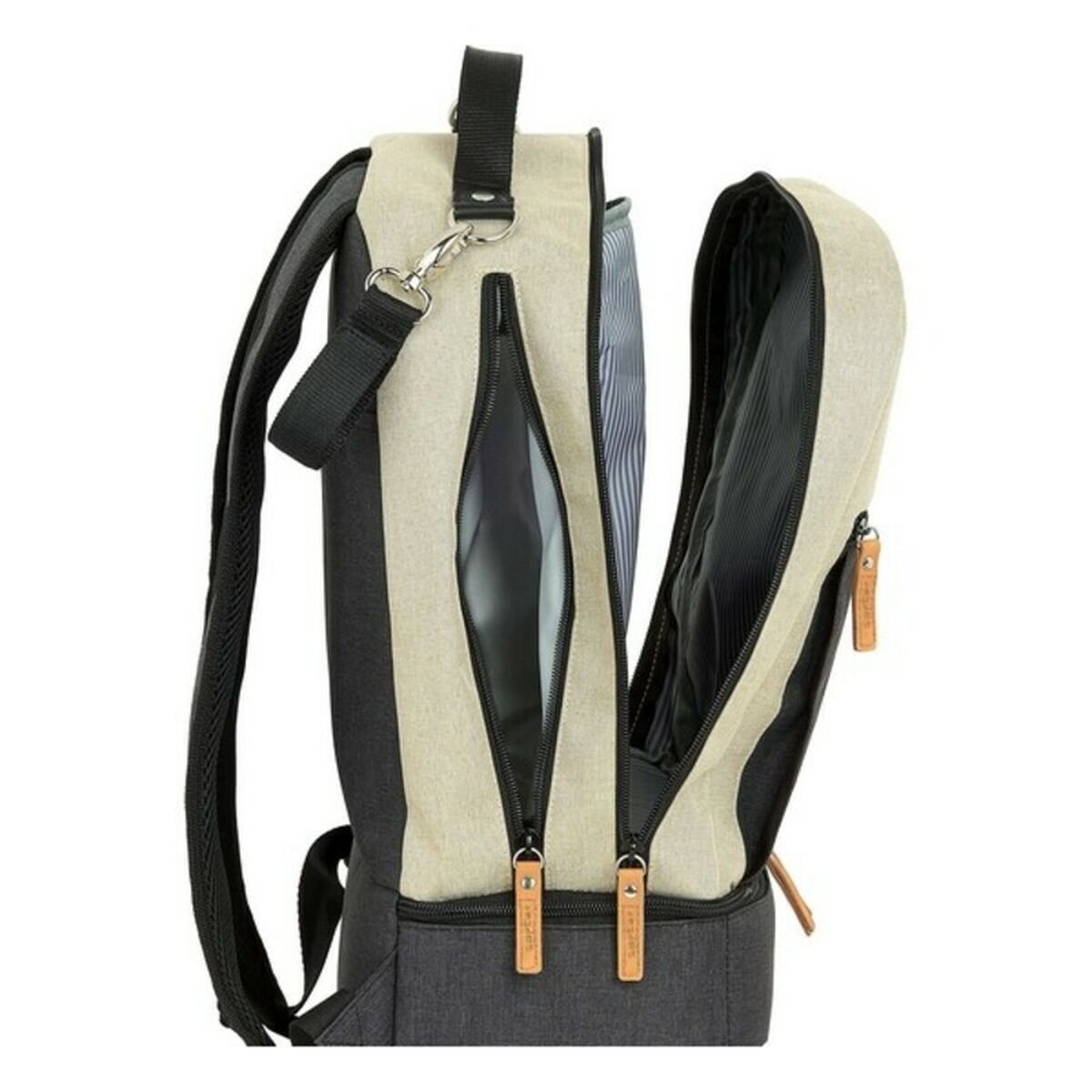 Sports Bag with Shoe holder Safta Beige Dark Grey_2