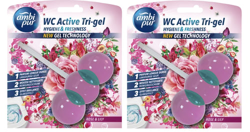 Ambi Pur WC Active Tri-gel Toiletblok Rose & Lilje 2 x 45 g _0