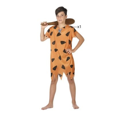 Kostume til børn Huleboer kvinde Orange (1 Pc), str. 7-9 år - picture