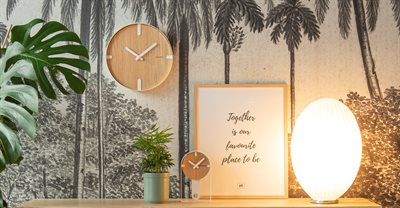 Väggklocka Prickad ekfaner vit_2