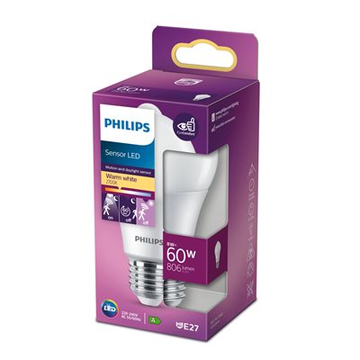 Philips LED Sensor 60W A60 E27 WW FR ND_0