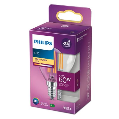 Philips LED classic 60W E14 WW P45 CL ND - picture
