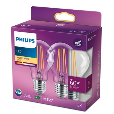 Philips LED classic 60W A60 E27 WW CL - picture