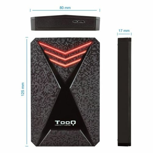 Lomme til harddisk TooQ TQE-2550RGB 2,5" USB 3.0 RGB Sort_4