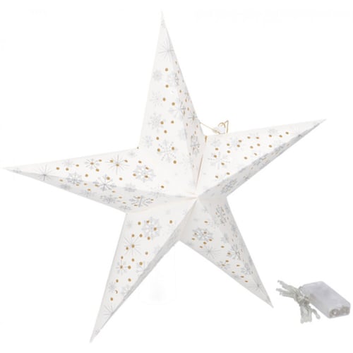 <div>Vita julstjärnor i papper med LED</div>