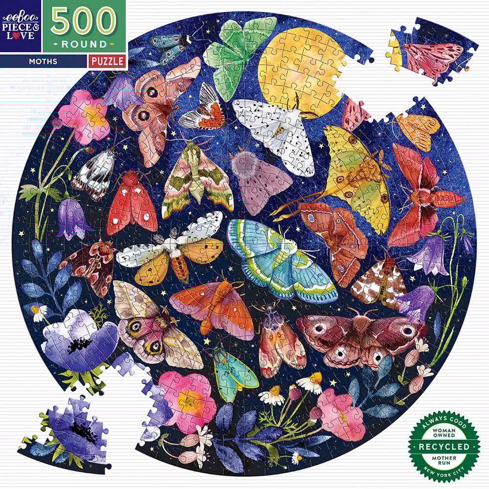 eeBoo - Round Puzzle 500 pcs - Moths - (EPZFMOT_0