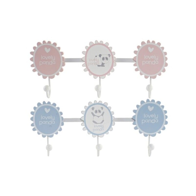 Wall mounted coat hanger DKD Home Decor Wood Metal Panda bear (40 x 4 x 16 cm) (2 pcs)_1