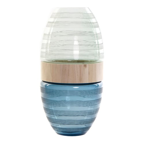 Vase DKD Home Decor Blå Mint Træ Krystal Moderne (21 x 21 x 43 cm) - picture