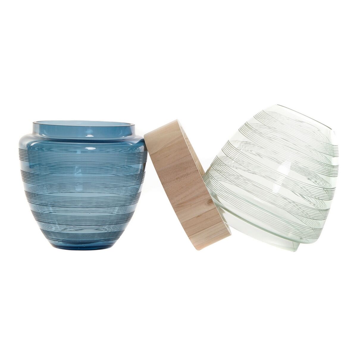 Vase DKD Home Decor Blue Mint Wood Crystal Modern (21 x 21 x 43 cm)_1
