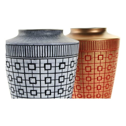 Vase DKD Home Decor Blå Rød Harpiks Orientalsk (2 pcs) (17 x 17 x 20 cm)_3