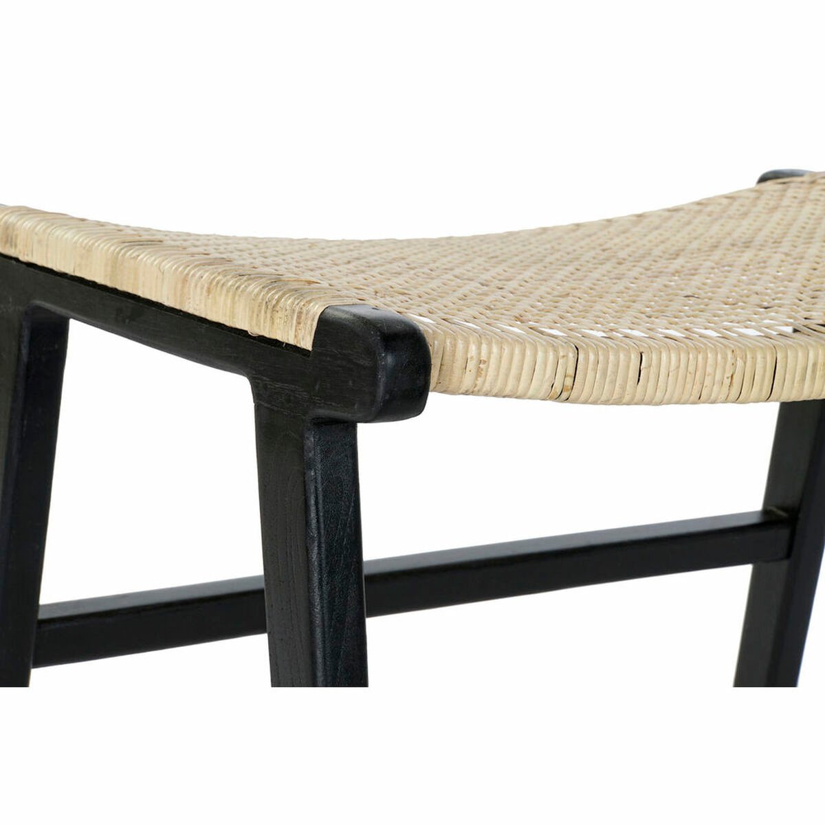 Bench DKD Home Decor Black Rattan Teak (65 x 47 x 40 cm)_2