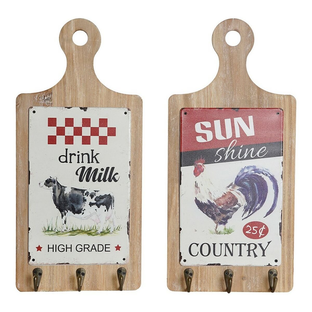 Hat stand DKD Home Decor Red Wood Metal (2 pcs) (21 x 5 x 45 cm)_0