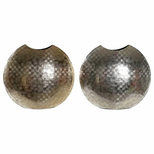 Vase DKD Home Decor Aluminium Moderne Sølvfarvet (2 pcs) (37 x 14 x 33 cm) - picture