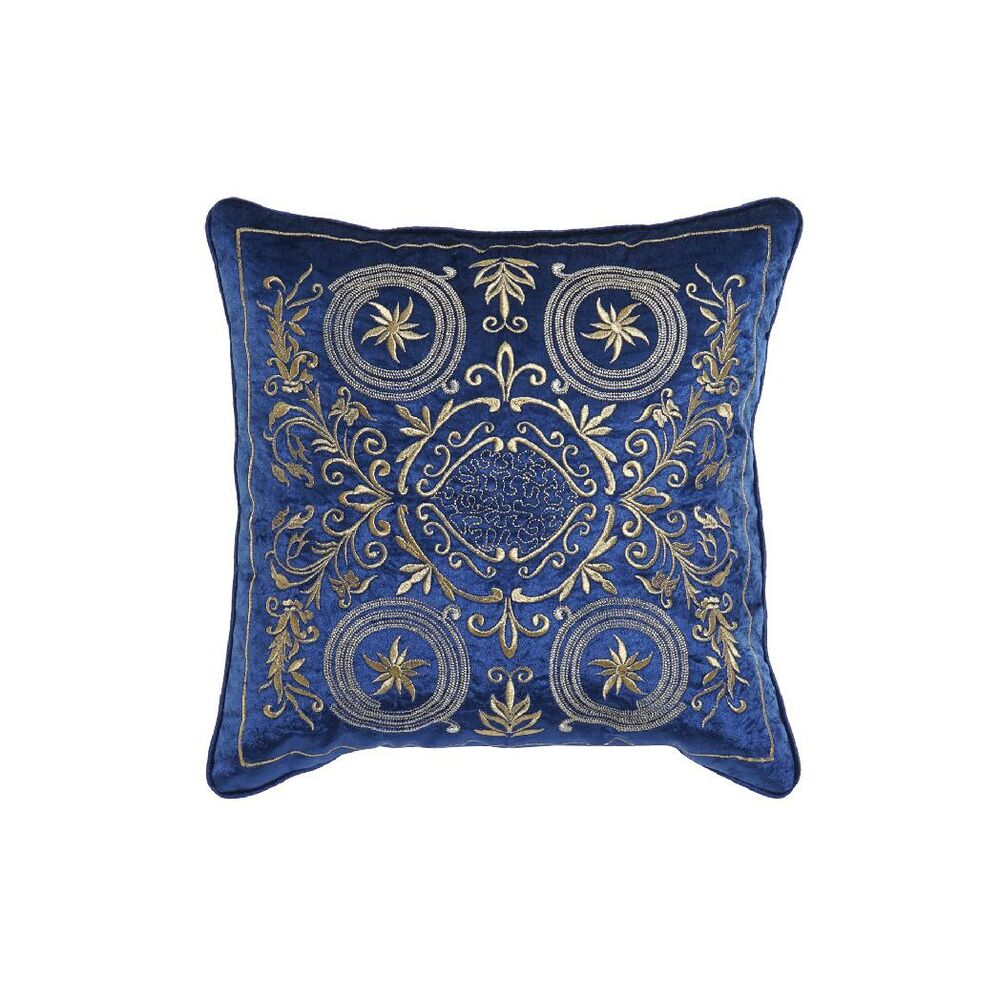 Cushion DKD Home Decor Blue Polyester Velvet Golden (45 x 10 x 45 cm)_2