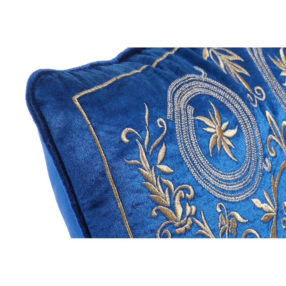 Cushion DKD Home Decor Blue Polyester Velvet Golden (45 x 10 x 45 cm)_8