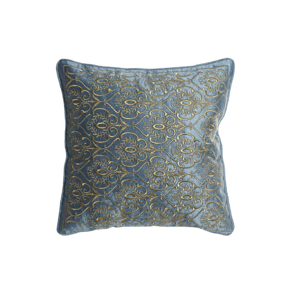 Cushion DKD Home Decor Blue Polyester Velvet Golden (45 x 10 x 45 cm)_2
