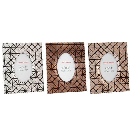 Fotoramme DKD Home Decor Geometri Træ (3 pcs) (10 x 15 x 15 cm) - picture