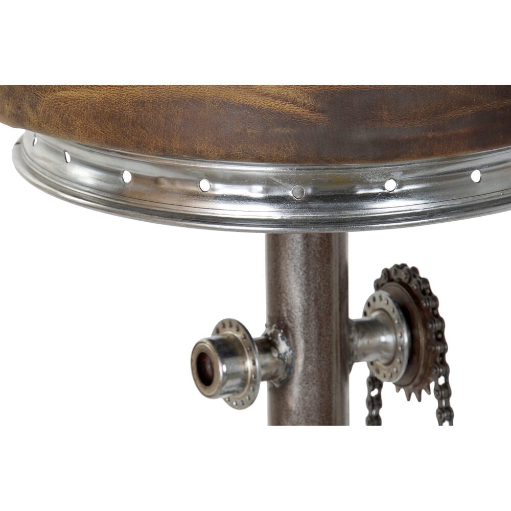 Stool DKD Home Decor Brown Leather Metal (44 x 41 x 82 cm)_7