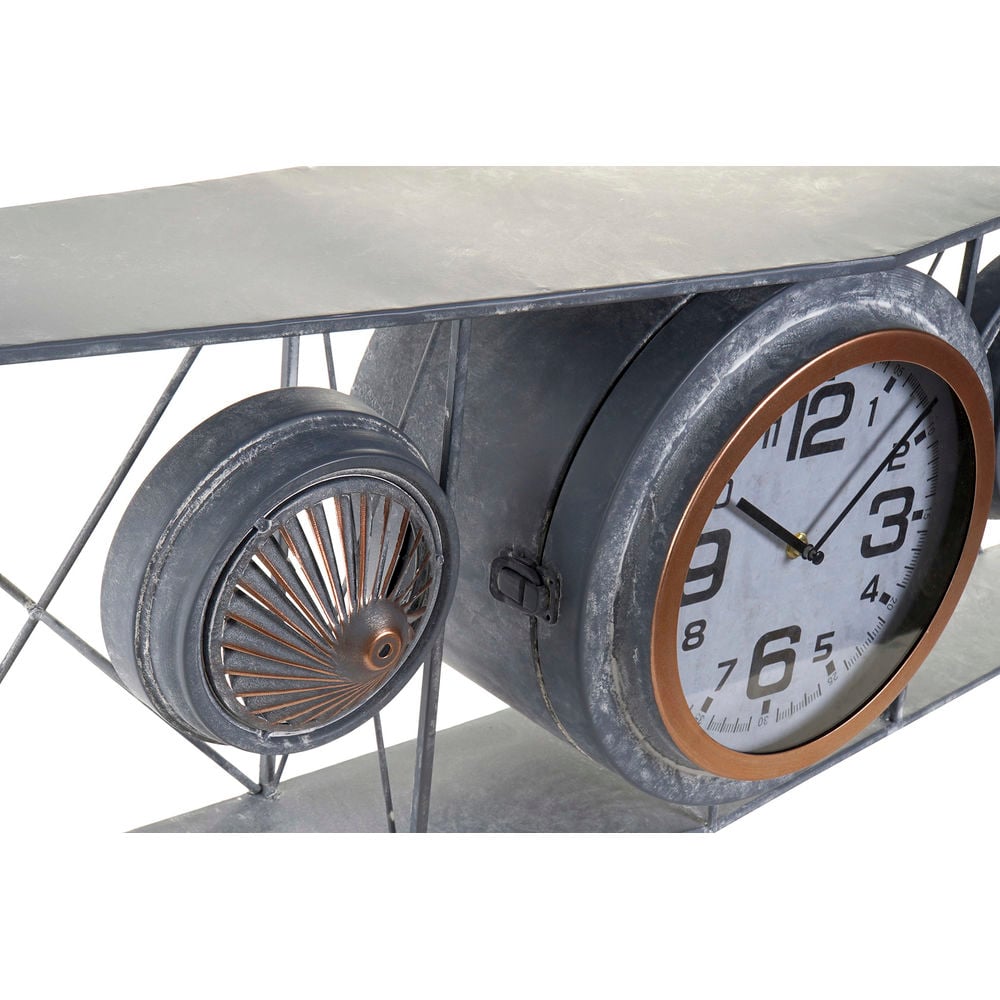 Wall Clock DKD Home Decor Crystal Iron Aeroplane MDF Wood Dark grey (120 x 21 x 33.5 cm)_4