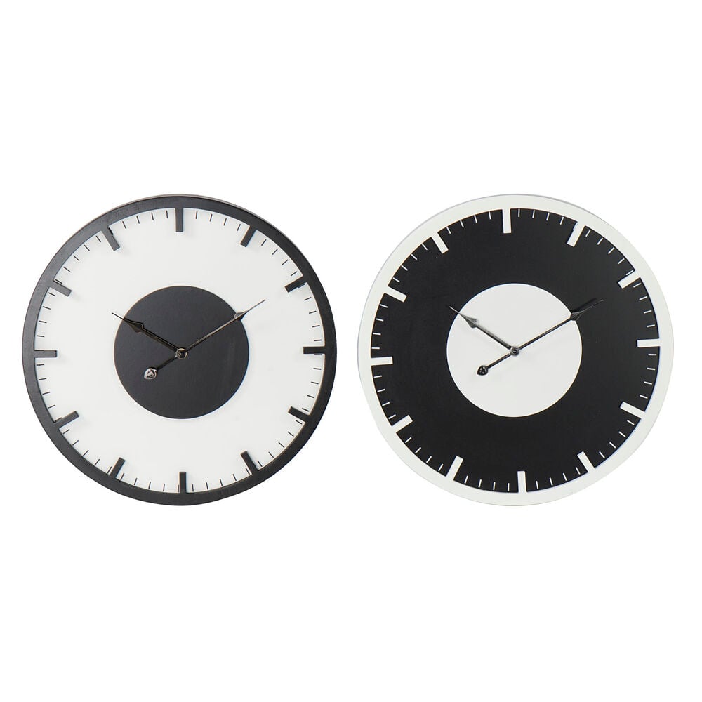 Wall Clock DKD Home Decor Black White MDF Wood (50 x 4.5 x 50 cm) (2 pcs)_2