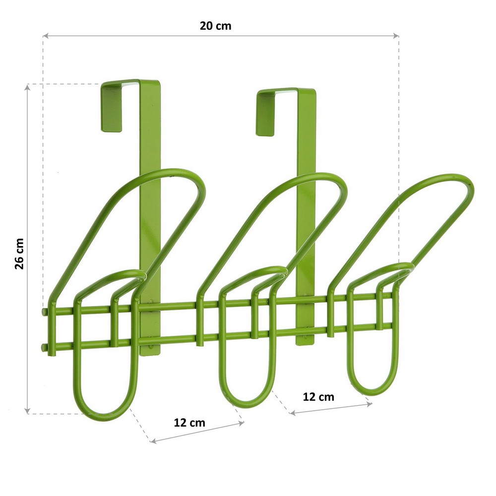 Door Coat Rack Green Metal (12 x 26 x 20 cm)_3