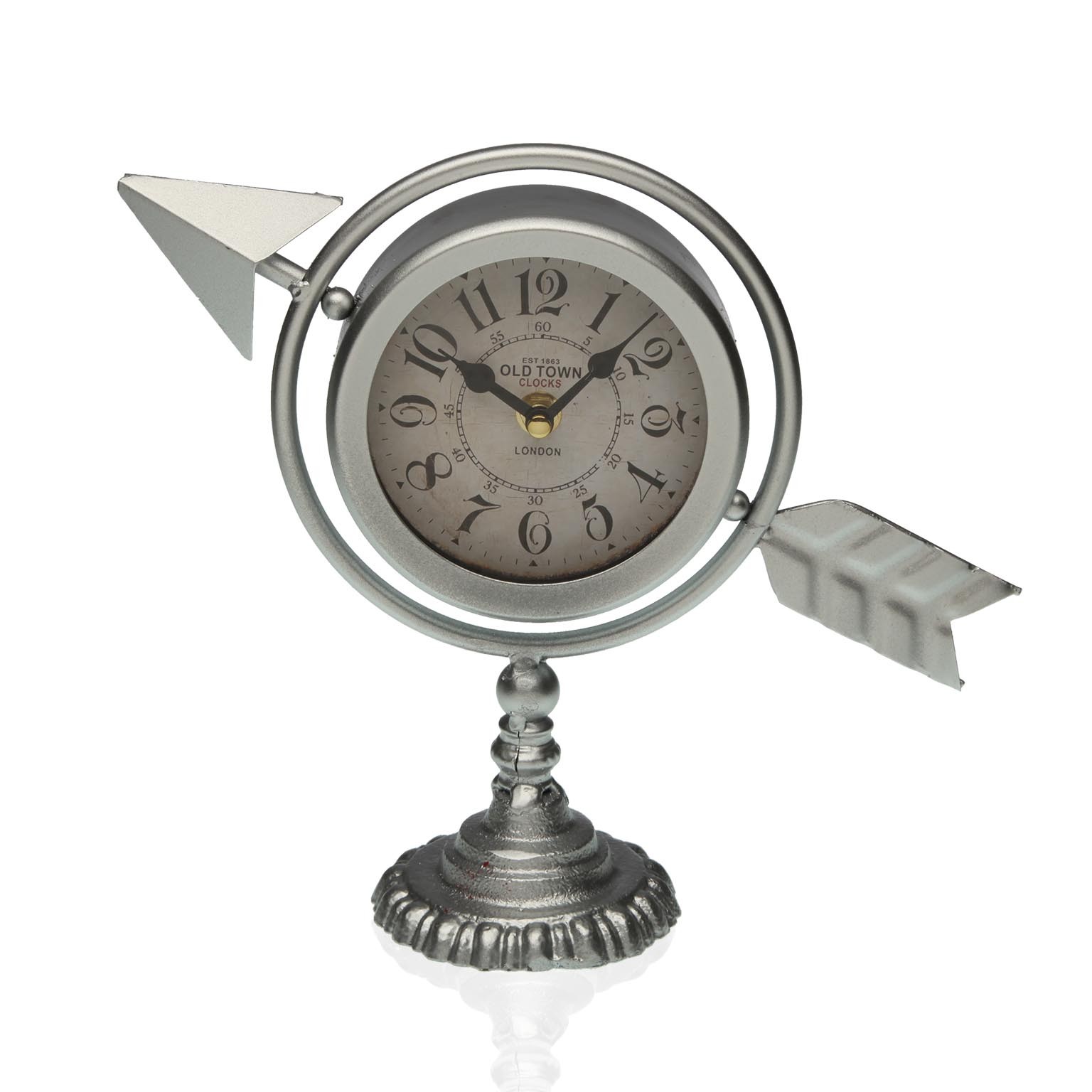 Table clock Complete arrow Silver Metal (23 x 16 x 8 cm)_0