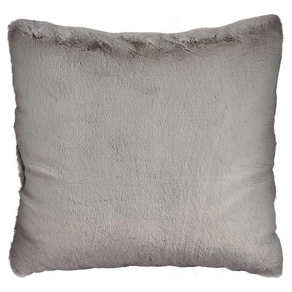 Cushion With hair Grey Synthetic Leather (60 x 18 x 60 cm)_3