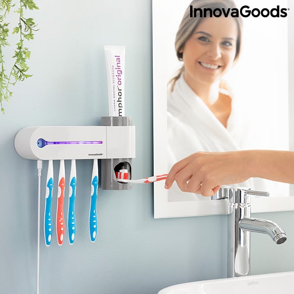 UV Toothbrush Steriliser with Stand and Toothpaste Dispenser Smiluv InnovaGoods_2