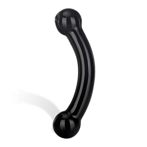 Dobbelt Tyr Sort Glas Dildo Glas E25400 | Pluus.dk