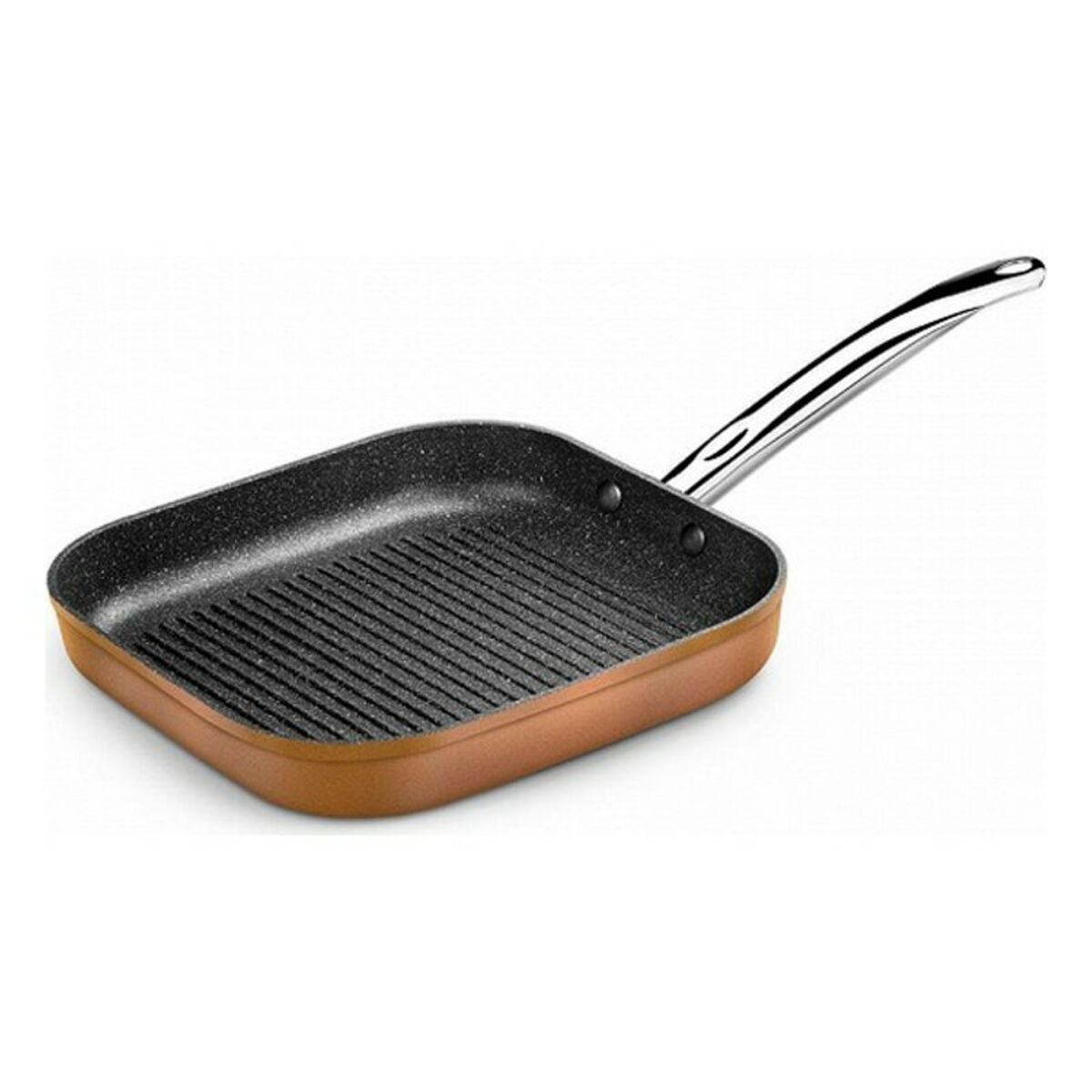 Grill pan with stripes Monix M740030 Grill 28 cm Brown Black Toughened aluminium_2