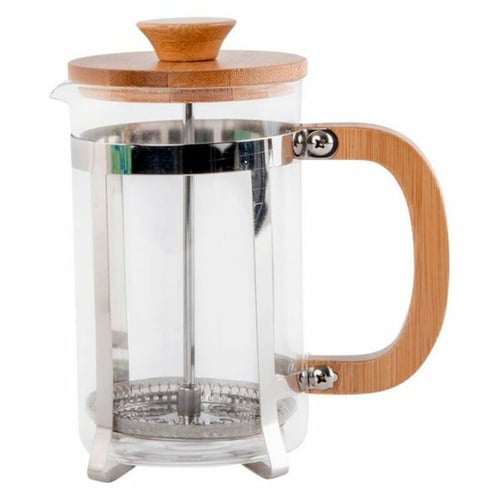 Kaffekande med stempel DKD Home Decor Bambus Stål Borosilikatglas (600 ml)_0
