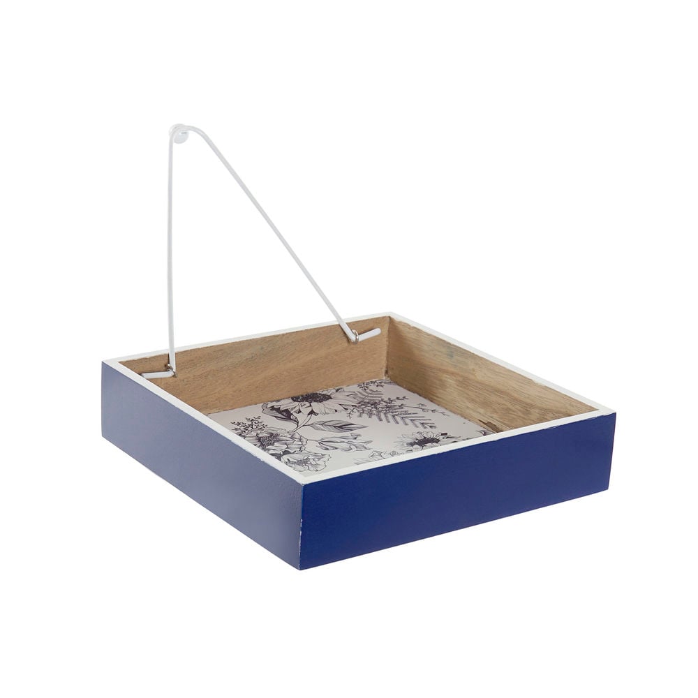 Napkin holder DKD Home Decor Metal White Navy Blue MDF Wood (2 pcs)_3