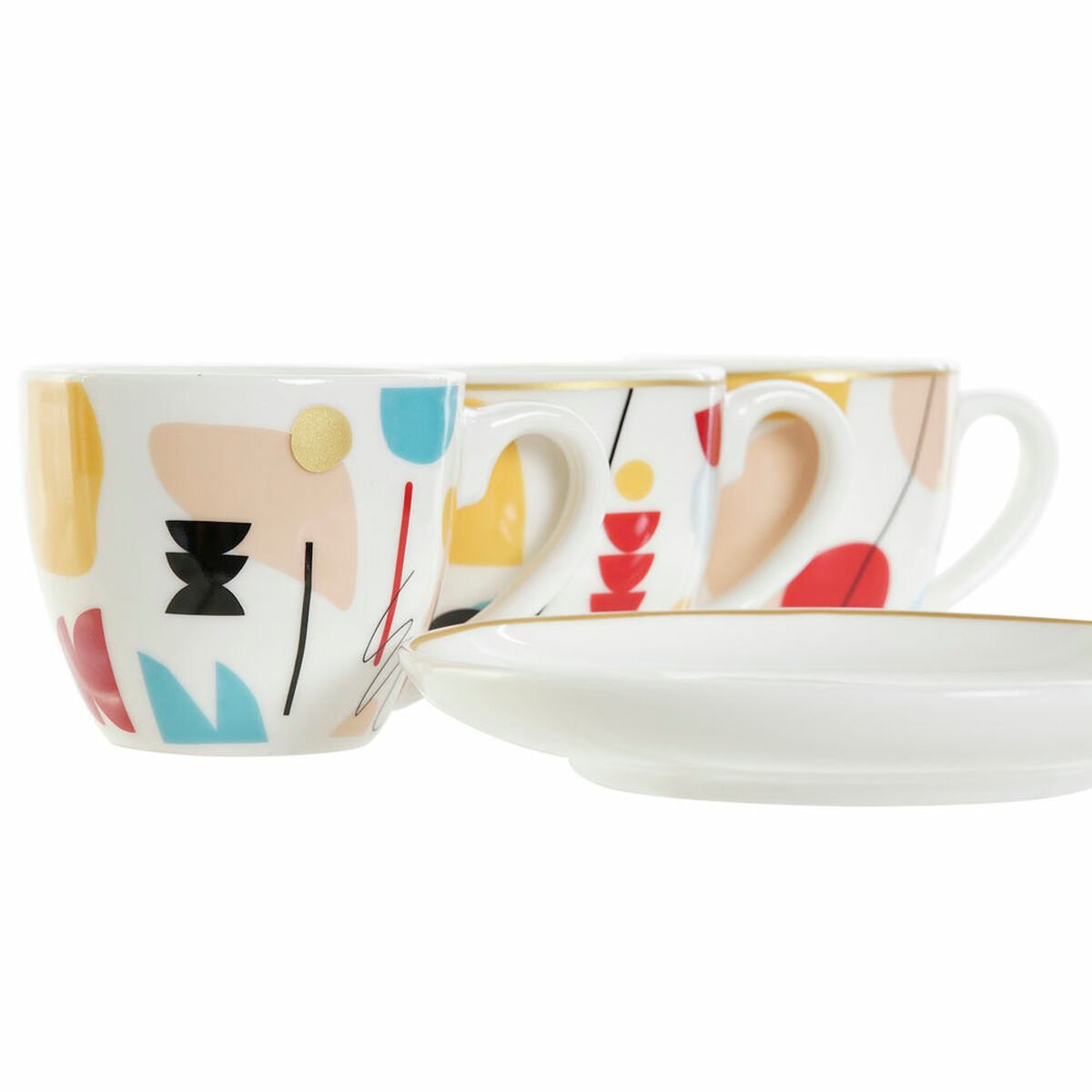 Piece Coffee Cup Set DKD Home Decor Abstract Bone China Porcelain (80 ml) (6 pcs)_4