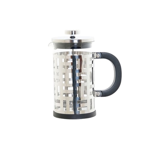 Kaffekande med stempel DKD Home Decor Sort Rustfrit stål Sølv Borosilikatglas (600 ml)_3