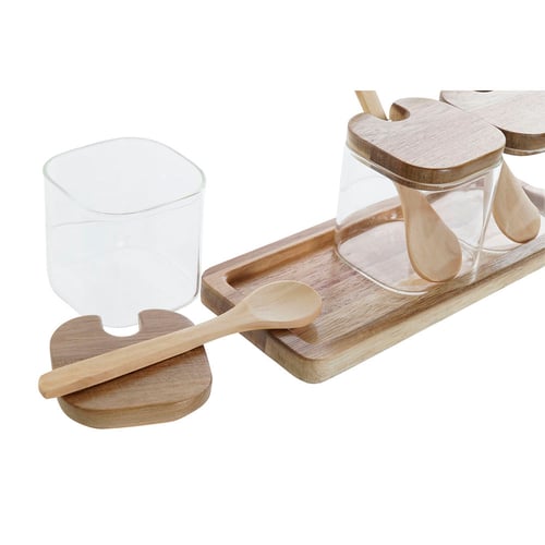 Sett med 3 bokser DKD Home Decor Bamboo Borosilikatglass (20,5 x 8 x 1,5 cm) (3 stk) (150 ml)_3