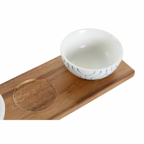 Sæt til appetizere DKD Home Decor Porcelæn Akacie (30 x 9.5 x 1.3 cm) (9,5 x 9,5 x 4 cm)_4