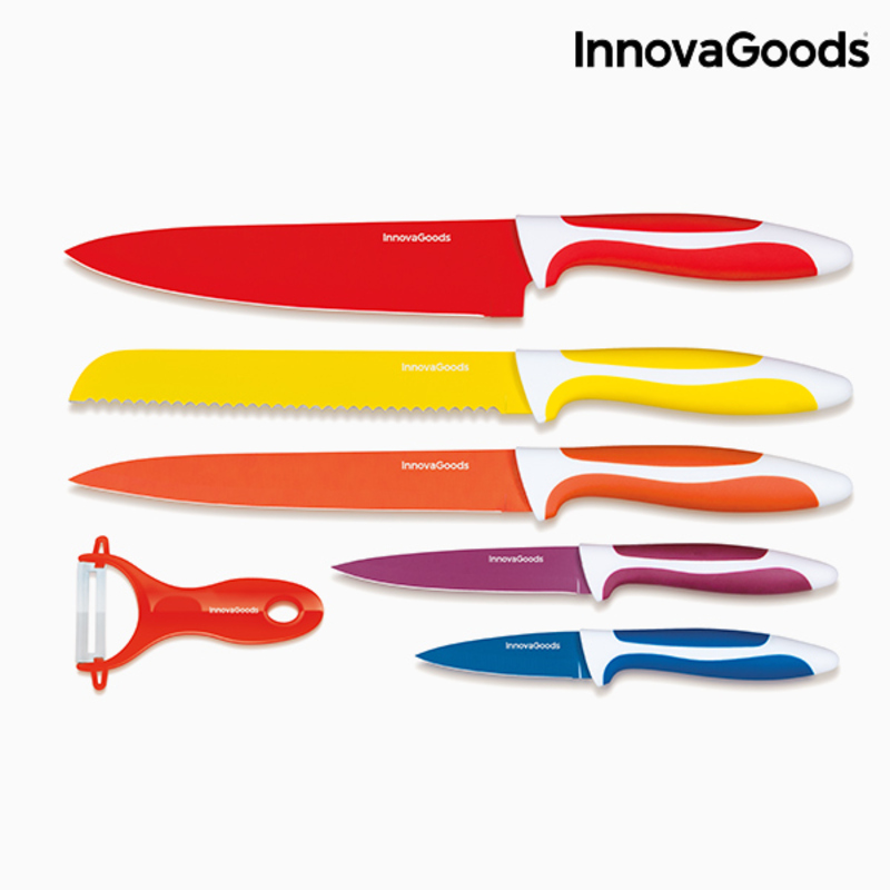 InnovaGoods Set of Ceramic Coated Knives with Peeler (6 pieces)_10