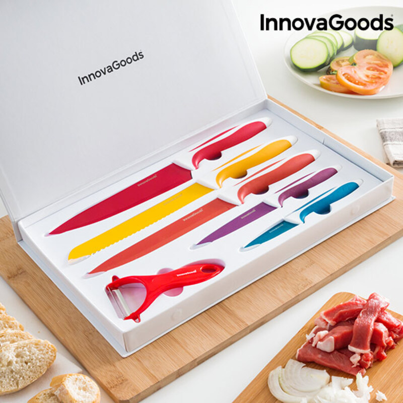 InnovaGoods Set of Ceramic Coated Knives with Peeler (6 pieces)_12